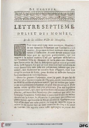 Lettre septième: Du lieu des momies