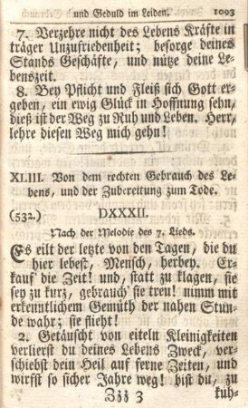 XLIII. Von dem rechten Gebrauch des Lebens, und der Zubereitung zu Tode.