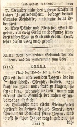 XLIII. Von dem rechten Gebrauch des Lebens, und der Zubereitung zu Tode.