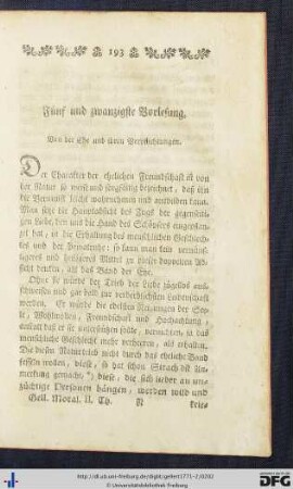 Fünf und zwanzigste Vorlesung.
