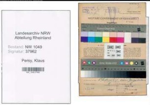 Entnazifizierung Klaus Persy , geb. 28.11.1901 (Bahnbeamter)