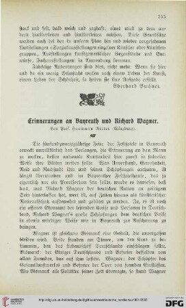 1: Erinnerungen an Bayreuth und Richard Wagner