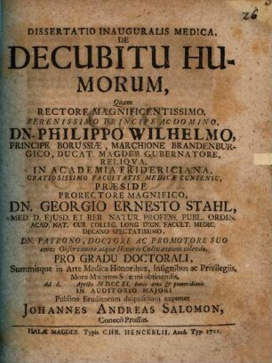 Diss. inaug. med. de decubitu humorum