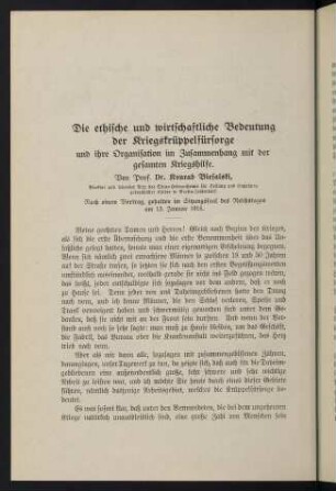 224-243, Die ethische und wirtschaftliche Bedeutung der Kriegskrüppelfürsorge [...]