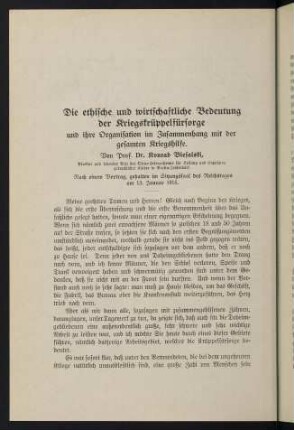 224-243, Die ethische und wirtschaftliche Bedeutung der Kriegskrüppelfürsorge [...]