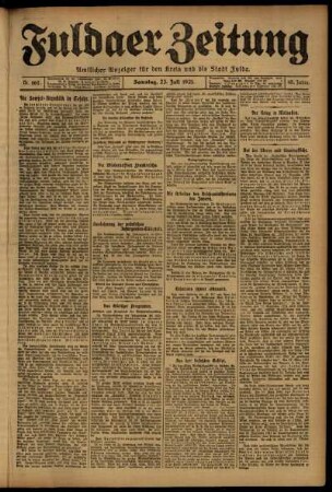 Erste Ausgabe vom Samstag, den 23. Juli 1921.
