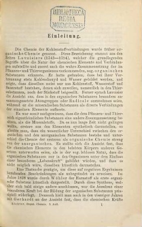 Chemie der Kohlenstoffverbindungen oder Organische Chemie