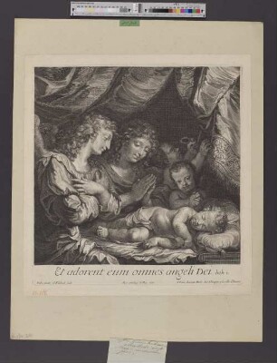 Das Christuskind von Engeln verehrt