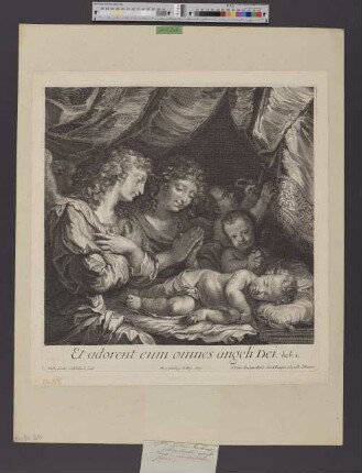 Das Christuskind von Engeln verehrt