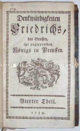 Zeitgenössische Biografie über Friedrich den Großen