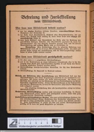 Befreiung und Zurückstellung vom Militärdienst