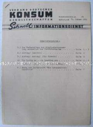 Informationsdienst des Verbandes Deutscher Konsum- Genossenschaften