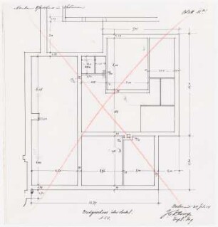 St. Bonifatius (mit Pfarrhaus), Dortmund-Schüren: Grundriss Erdgeschoss (über Sockel) des Pfarrhauses 1:50