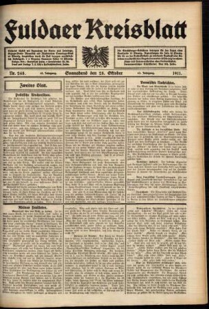 Zweite Ausgabe vom Samstag, den 28. Oktober 1911.