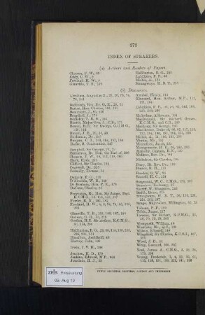 Indes of Speakers.