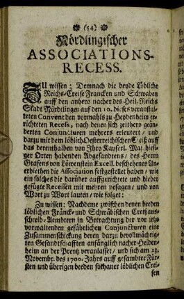 Nördlingischer Associations-Recess.
