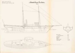 Schraubendampfer »Prinz Adalbert«: Schnitte, Grundriss 1:50