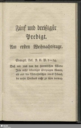 Fünf und dreißigste Predigt. Am ersten Weihnachtstage