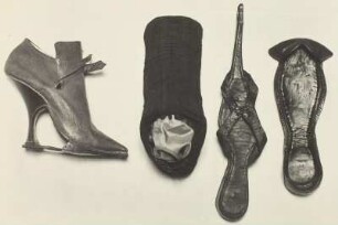 Damenschuh, Überschuh, verwendet beim Scharfrennen, gotische Trippe & gehörnter Schuhe