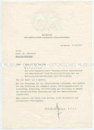 Ernennungsschreiben zum Mitglied der Arbeitsgemeinschaft "Sozialistische Landeskultur und Umweltschutz" - Personenkonvolut