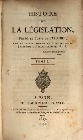 Histoire de la législation, 1