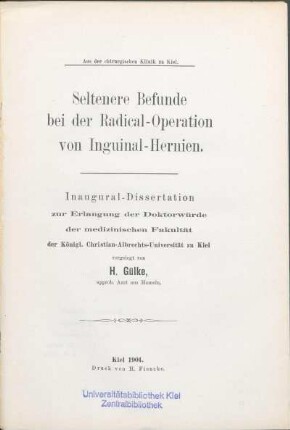 Seltenere Befunde bei der Radical-Operation von Inguinal-Hernien