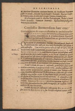 Confessio Bremensium haec erat: