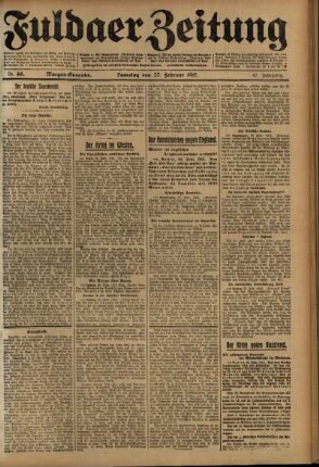 Erste Ausgabe vom Samstag, den 27. Februar 1915.