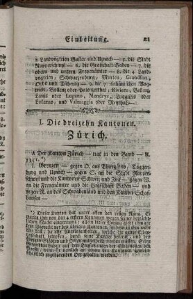 I. Die dreyzehn Kantonen.