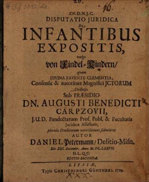 Disp. iur. de infantibus expositis, Vulgo von Findel-Kindern