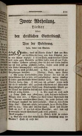 Zwote Abtheilung. Lieder über den christlichen Gottesdienst.
