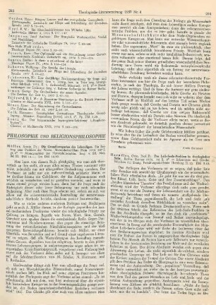 294-295 [Rezension] Haendler, Otto, Das Leib-Seele-Problem in theologischer Sicht