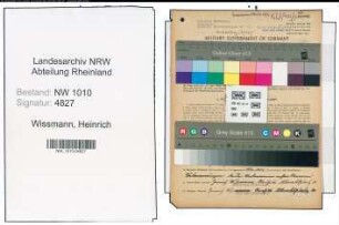 Entnazifizierung Heinrich Wissmann , geb. 30.04.1889 (Schreiner)