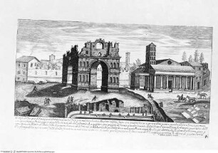 Vestigi delle antichità di Roma, Tivoli, Pozzuolo e altri luochi, Tafel 4: Vestigi del Tempio di Iano quandrifronte, ...