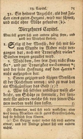 Vierzehntes Capitel. Man soll gegen sich und andere gütig seyn, und nach der Weisheit streben.