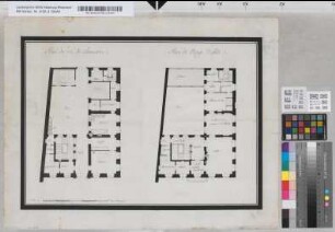 [Grundrisse des Schlosses zu Bonn. Keller und Grundmauern, Parterre, 2. Etage und Etage noble]. Plan du rez-de-chaussee. Plan de l'etage noble.