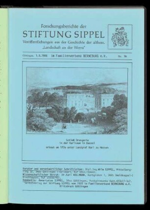 Forschungsberichte der Stiftung Sippel, Göttingen am 1.5.1986, Nr. 30