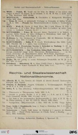 Rechts- und Staatswissenschaft – Nationalökonomie (Nr.757-1016)