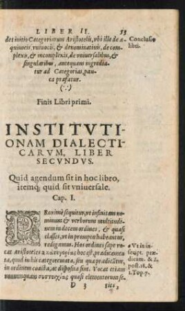 Institutionam Dialecticarum, Liber Secundus.