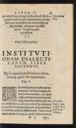 Institutionam Dialecticarum, Liber Secundus.