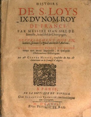 Histoire de S. Loys IX du nom Roy de France