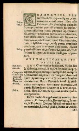 Grammaticae Artis Divisio.