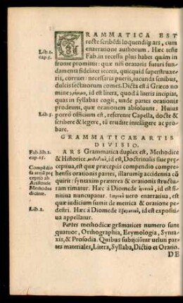 Grammaticae Artis Divisio.