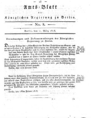 No. 8, 11. März 1818