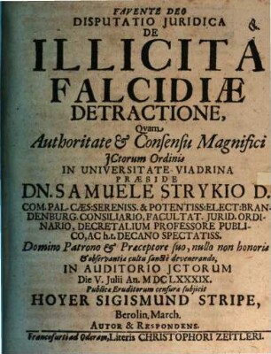 Disputatio juridica de illicita falcidiae detractione