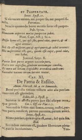 Cap. XI. De Patria & Exsilio.
