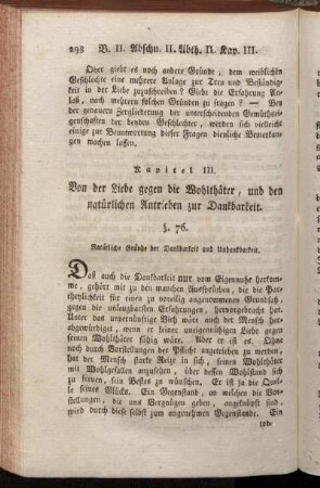 Kapitel III. Von der Liebe gegen die Wohlthäter, und den natürlichen Antrieben zur Dankbarkeit.