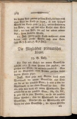 Die Möglichkeit prismatischer Körper.