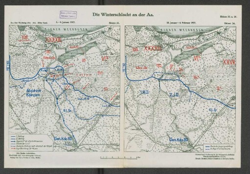 Skizze 23. u. 24. Die Winterschlacht an der Aa. 5. - 9. Januar 1917. 23. Januar - 4. Februar 1917.