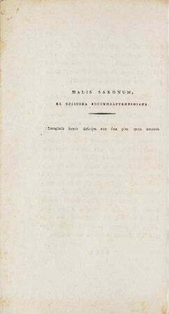 Halis Saxonum, Ex Officina Schimmelpfennigiana